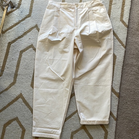 Mango ecru slouchy pleated pants, US size 11. - Picture 2 of 5